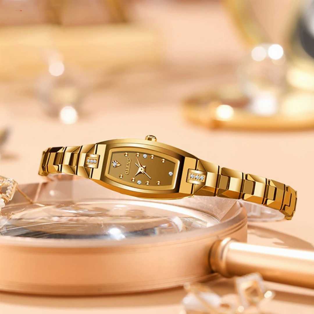 Olevs 5501 Wine Barrel Dial Ladies Tungsten Steel Bracelet Watch