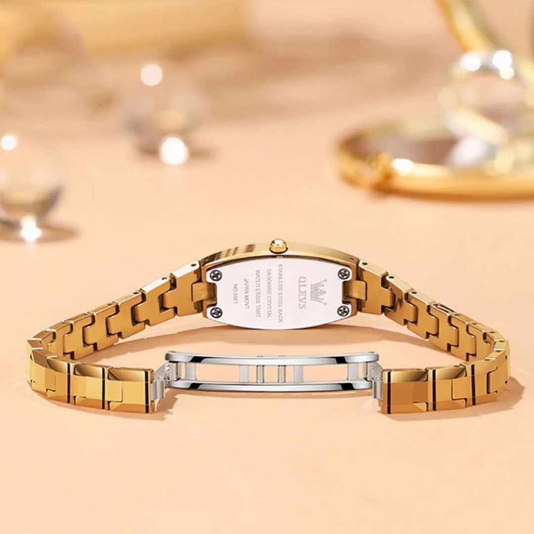 Olevs 5501 Wine Barrel Dial Ladies Tungsten Steel Bracelet Watch
