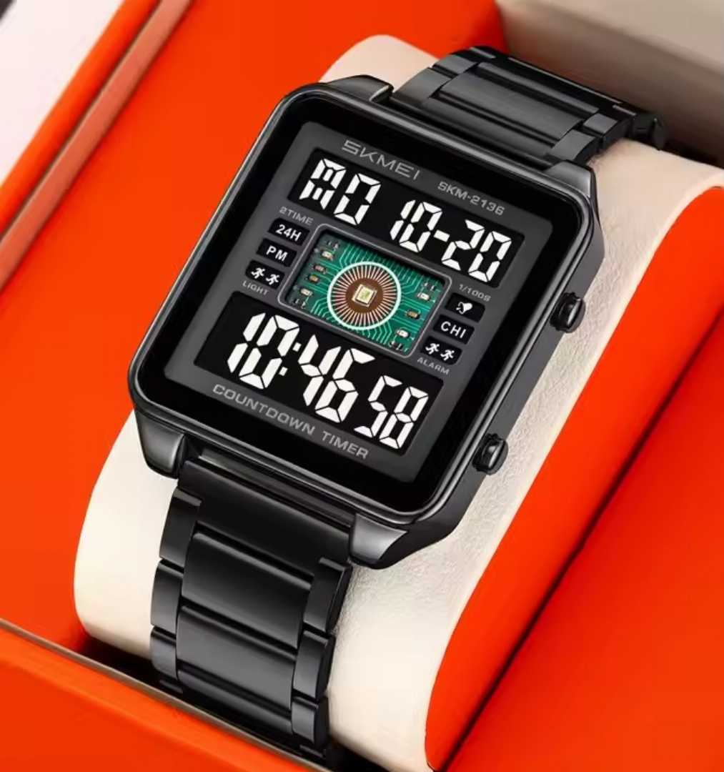 SKMEI,2136,Black,Digital,Watch,sports,electronic,display,Stainless,Steel,watch