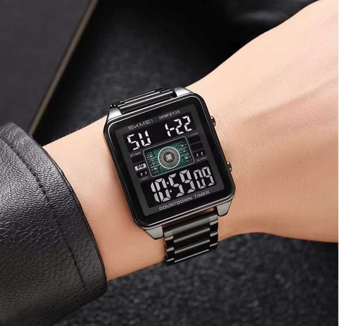 SKMEI,2136,Black,Digital,Watch,sports,electronic,display,Stainless,Steel,watch