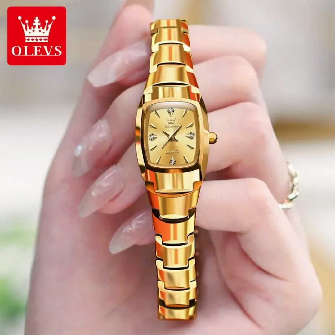OLEVS,7006,Original,Couple,Watch,for,Men,and,Women,Tungsten,Steel,Strap,Luxury,Gold,Wristwatch