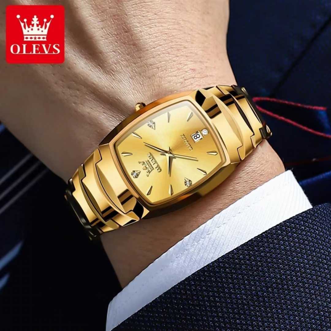 OLEVS,7006,Original,Couple,Watch,for,Men,and,Women,Tungsten,Steel,Strap,Luxury,Gold,Wristwatch